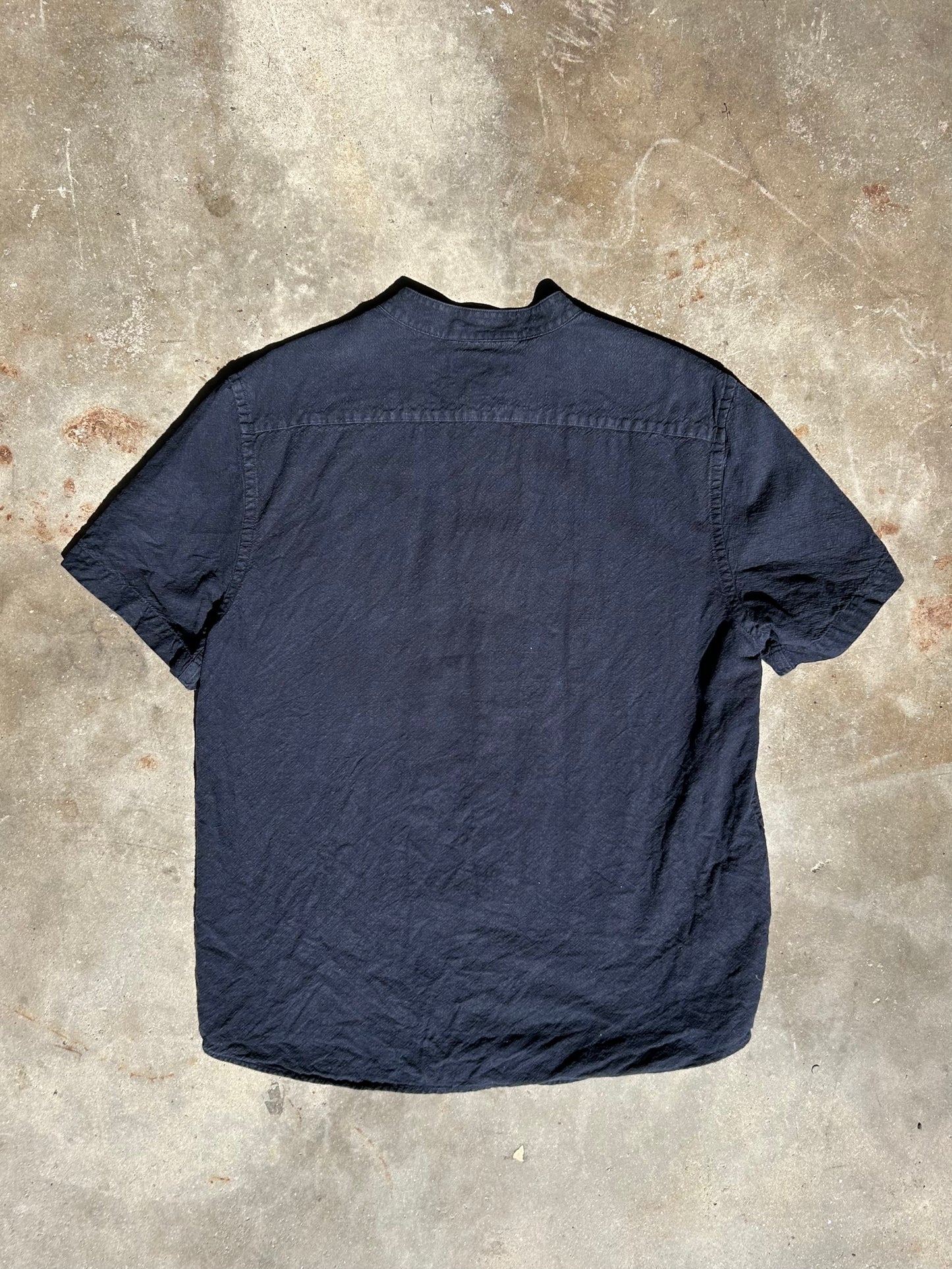 Mandarin Collar Linen Shirt | L