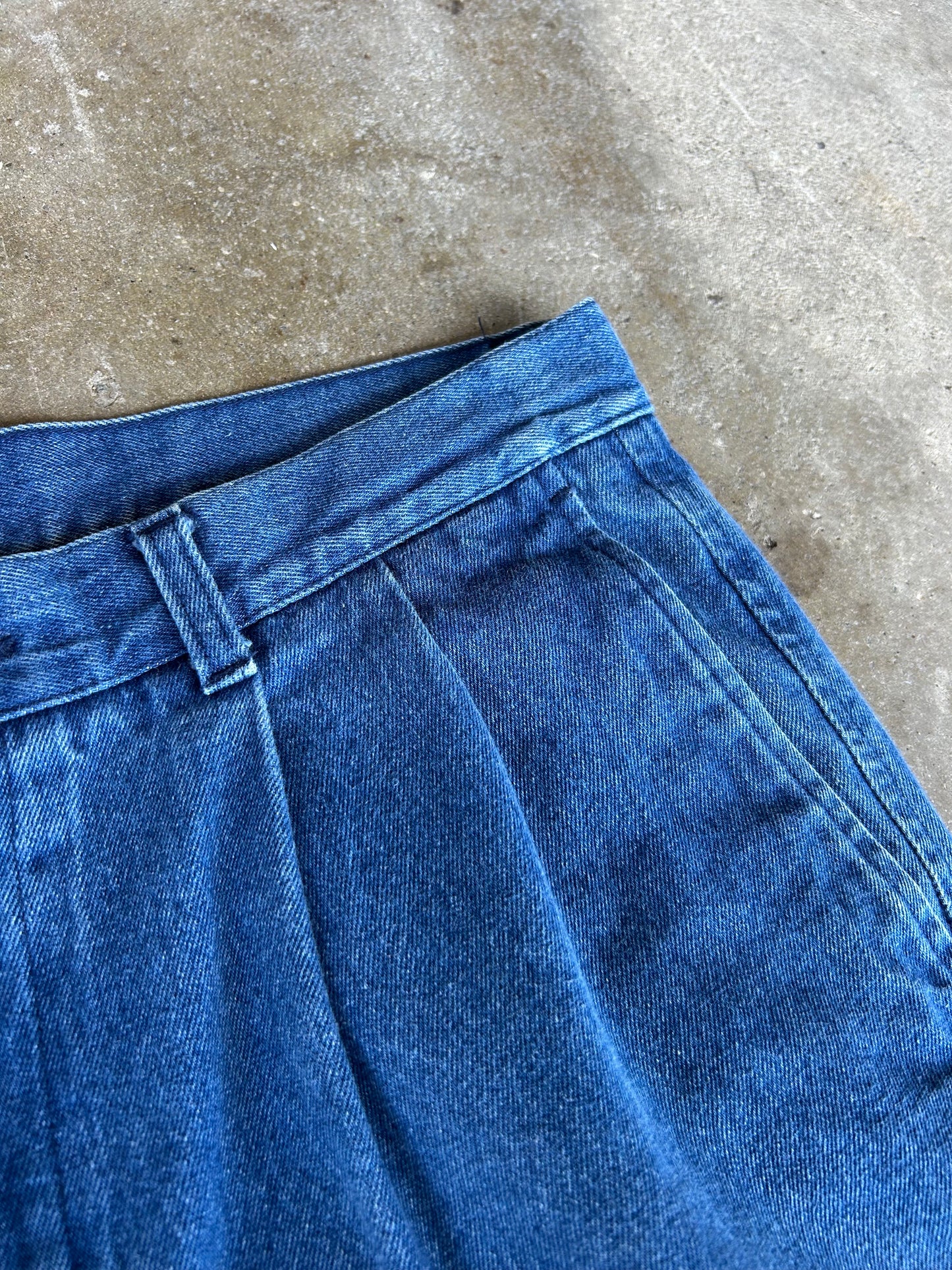 Pleated Denim Shorts | 34
