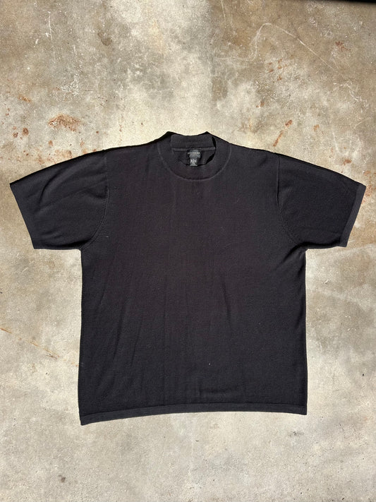 Mock Neck Knit Tee | L